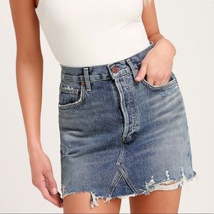 AGOLDE Quinn Distressed Mini Skirt